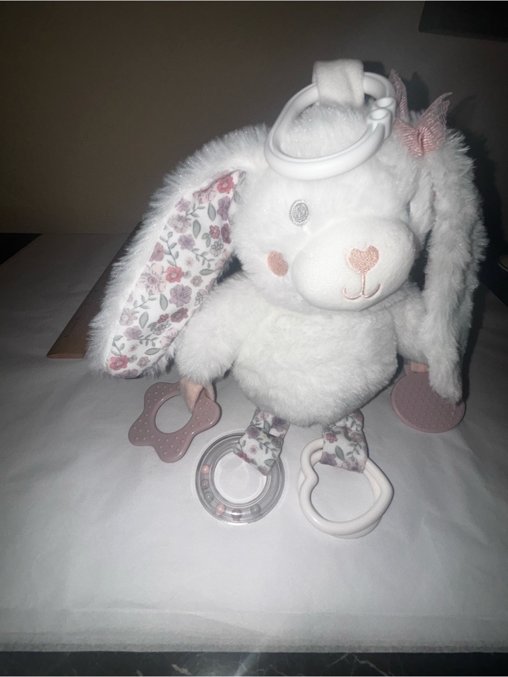 Replacement Plush White Bunny Activity Toy with Pink Accents Dream Gro